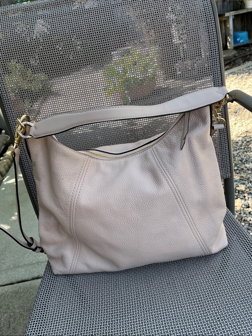 Michael Kors Pebbled Leather Casual Hobo Shoulder Bag in Pale Pink - Picture 12 of 16